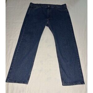 Levis 505 Mens 42x32 Blue Straight Leg Denim Jeans Classic Regular Fit Zip